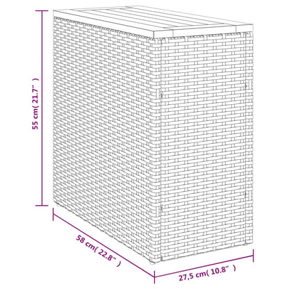 Tuinbijzettafel met houten blad 58x27,5x55 cm poly rattan beige