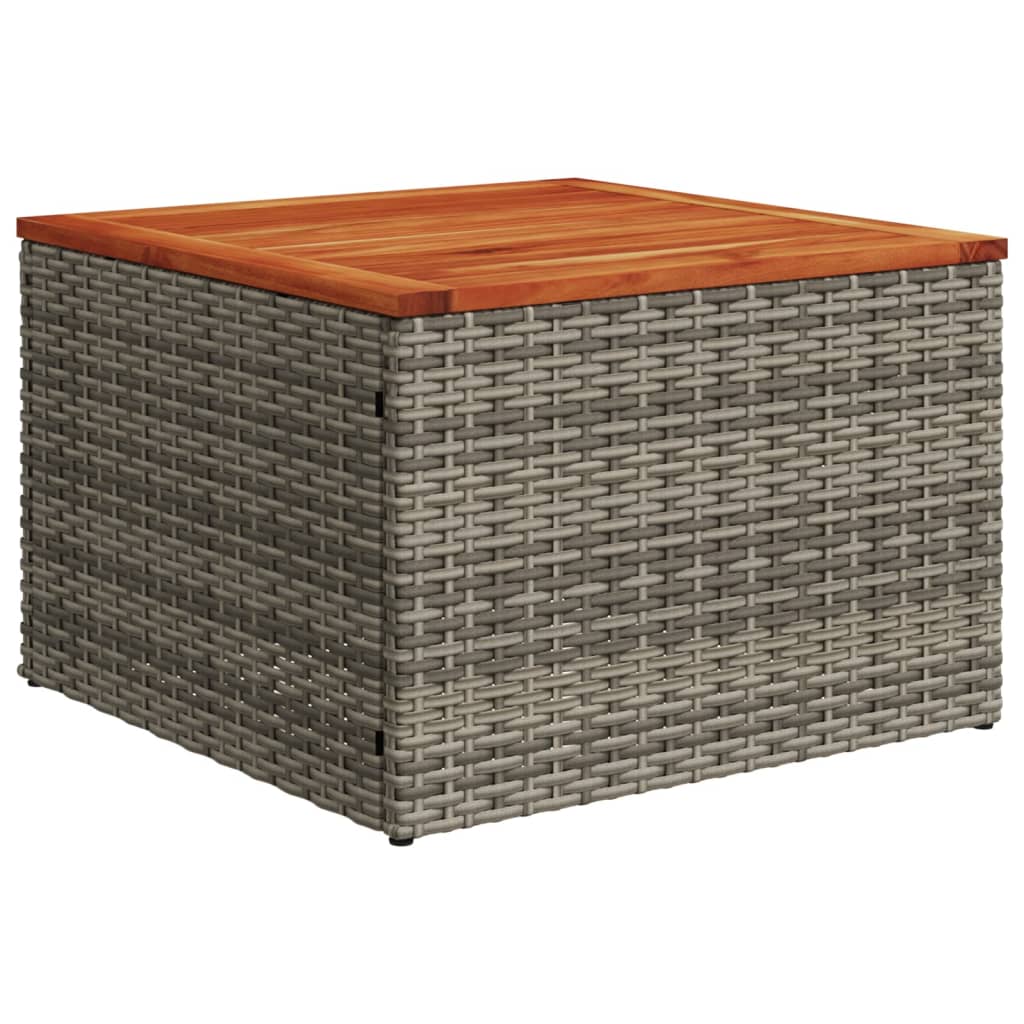 Tuintafel 55x55x37 cm poly rattan en acaciahout grijs