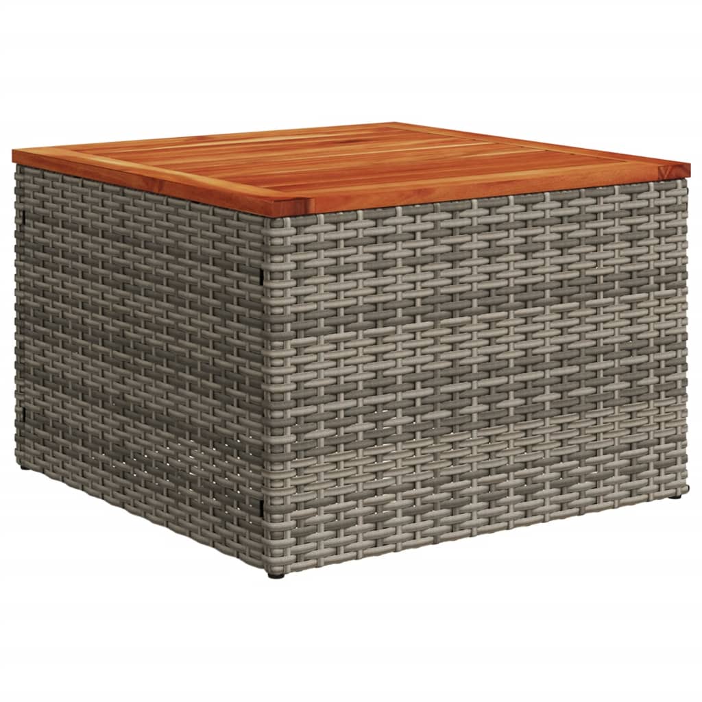 Tuintafel 55x55x37 cm poly rattan en acaciahout grijs