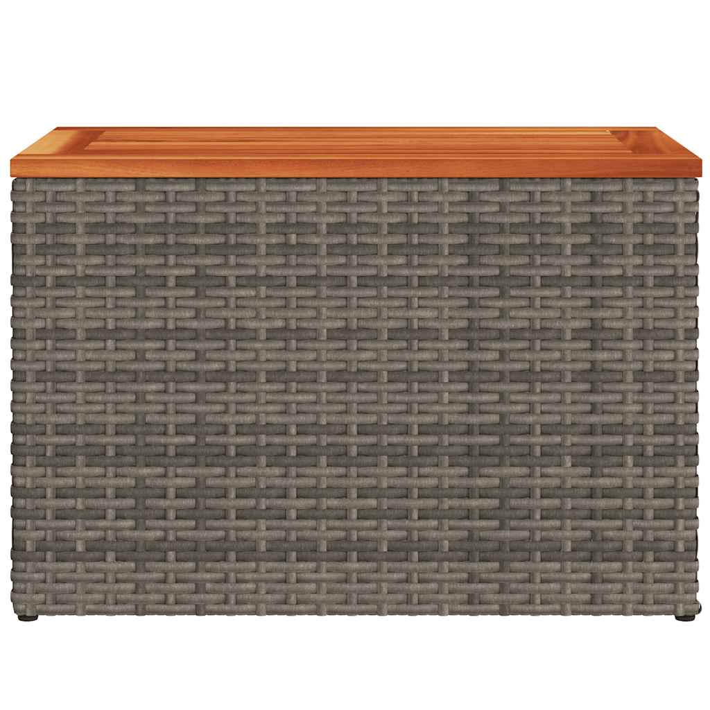 Tuinbijzettafels 2 st 55x34x37 cm poly rattan en hout grijs