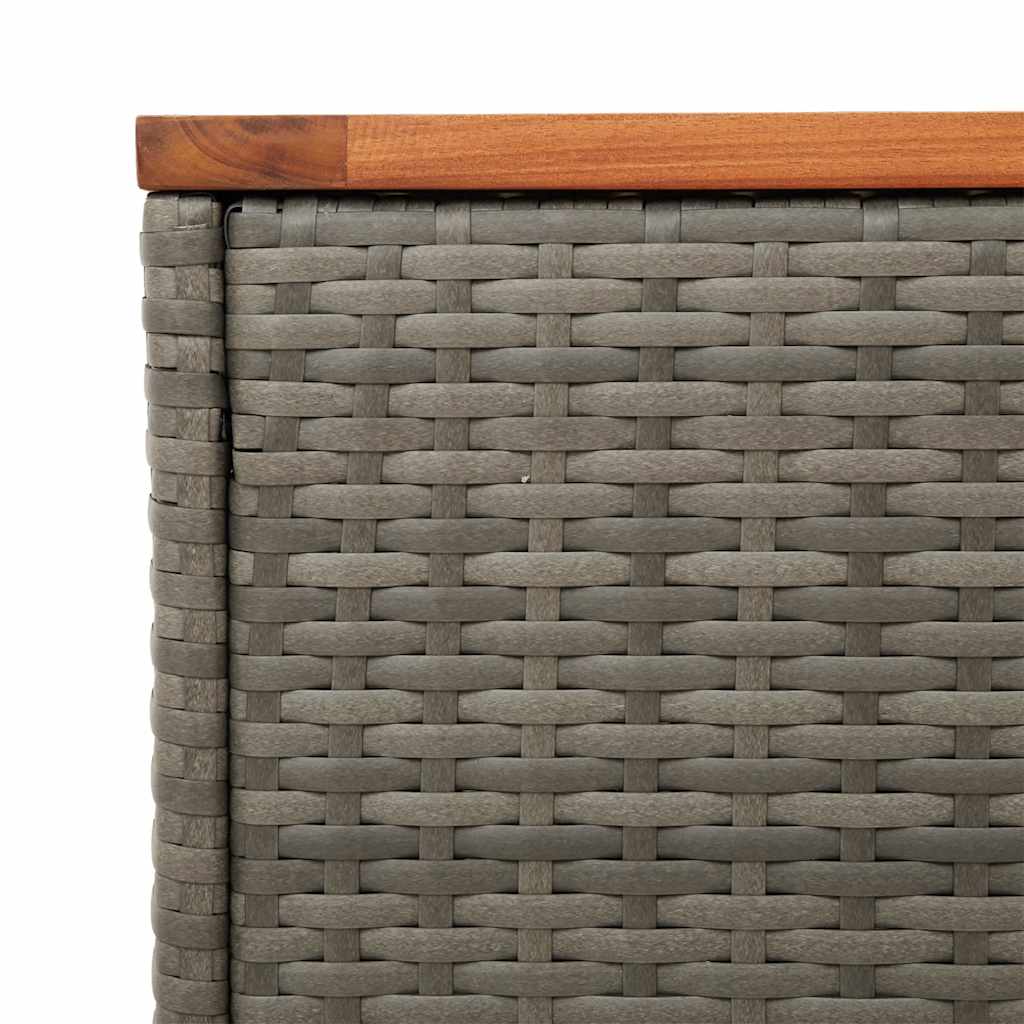 Tuinbijzettafels 2 st 55x34x37 cm poly rattan en hout grijs