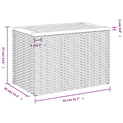 Tuinbijzettafels 2 st 55x34x37 cm poly rattan en hout grijs