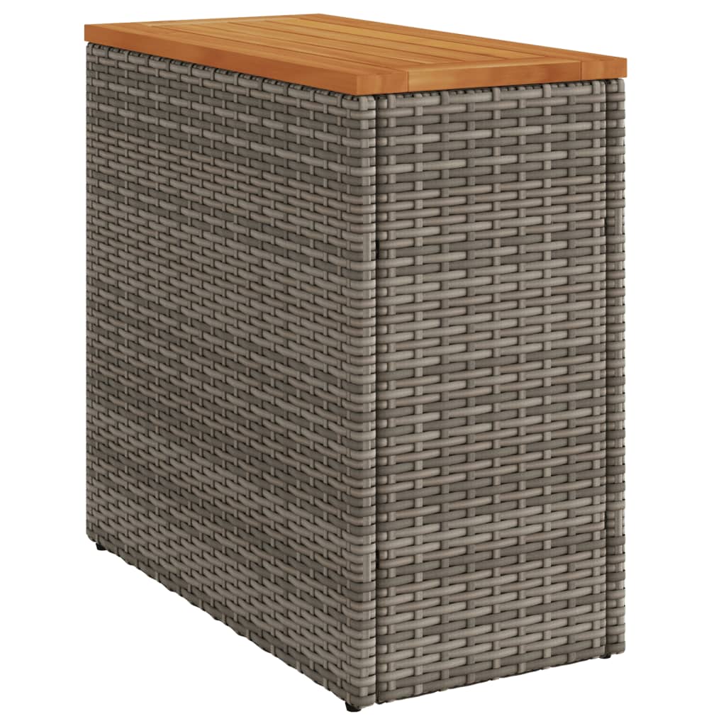 Tuinbijzettafel met houten blad 58x27,5x55 cm poly rattan grijs