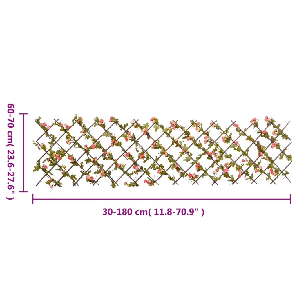  Kunstplant klimop op latwerk uittrekbaar 180x60 cm donkerroze
