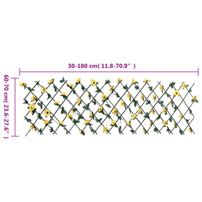  Kunstplant klimop op latwerk uittrekbaar 180x60 cm geel