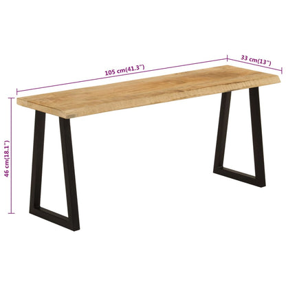 Bankje met natuurlijke rand 105 cm massief mangohout