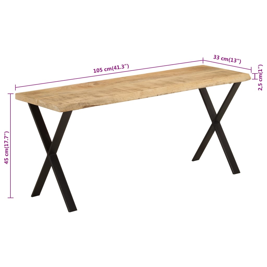 Bankje met natuurlijke rand 105 cm massief mangohout