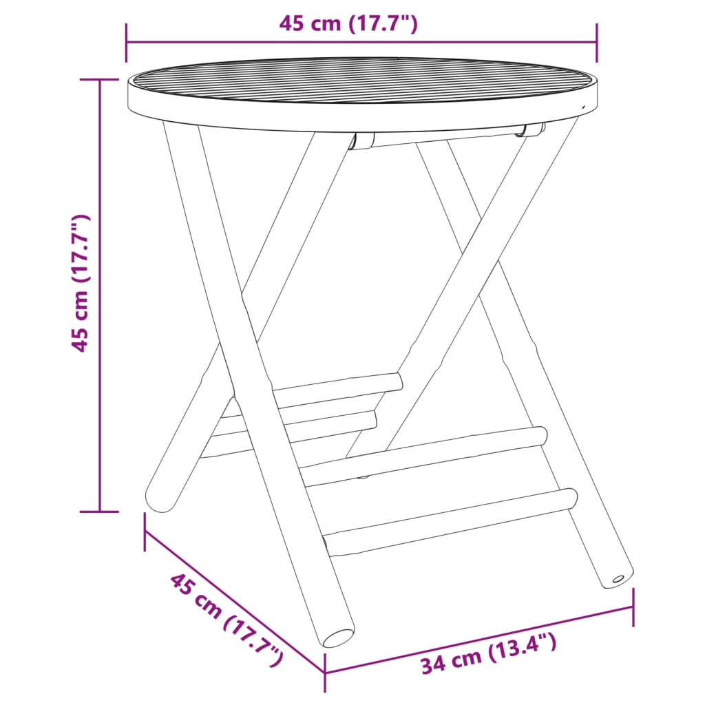 Tuintafel inklapbaar Ø 45x45 cm bamboe