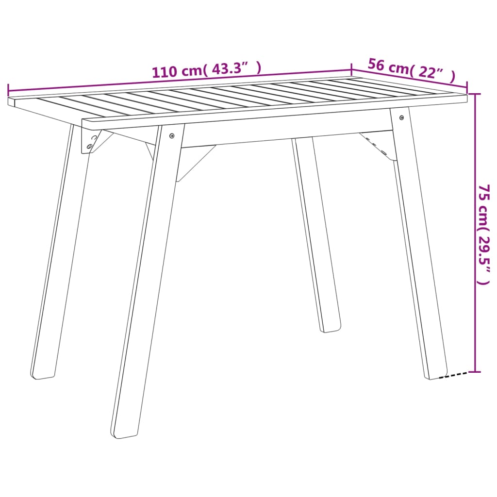 Tuintafel 110x56x75 cm massief acaciahout