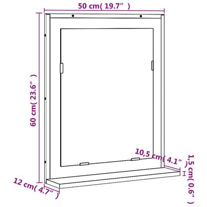 Badkamerspiegel met schap 50x12x60 cm hout gerookt eiken