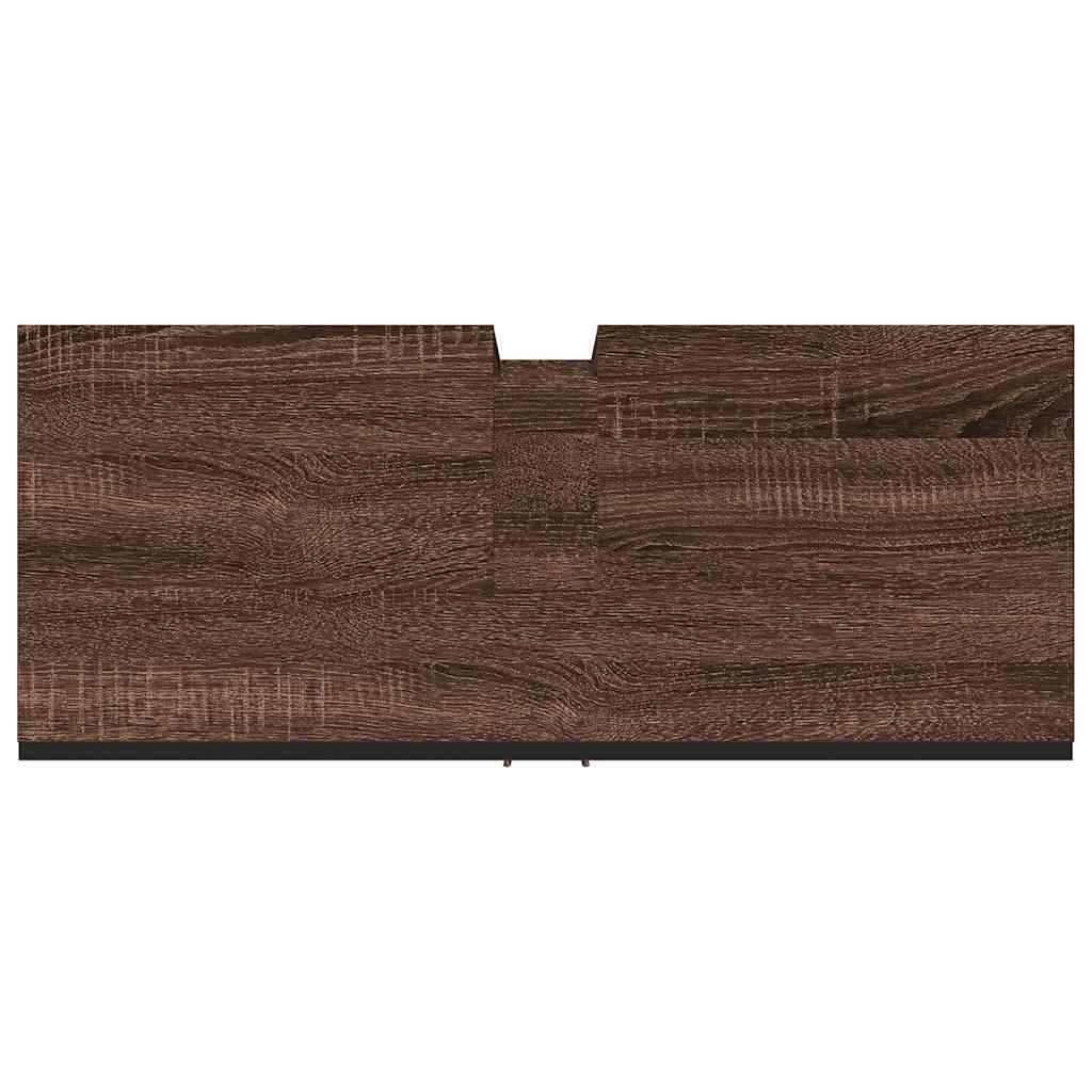 Wastafelkast 80x33x60 cm bewerkt hout bruin eikenkleurig