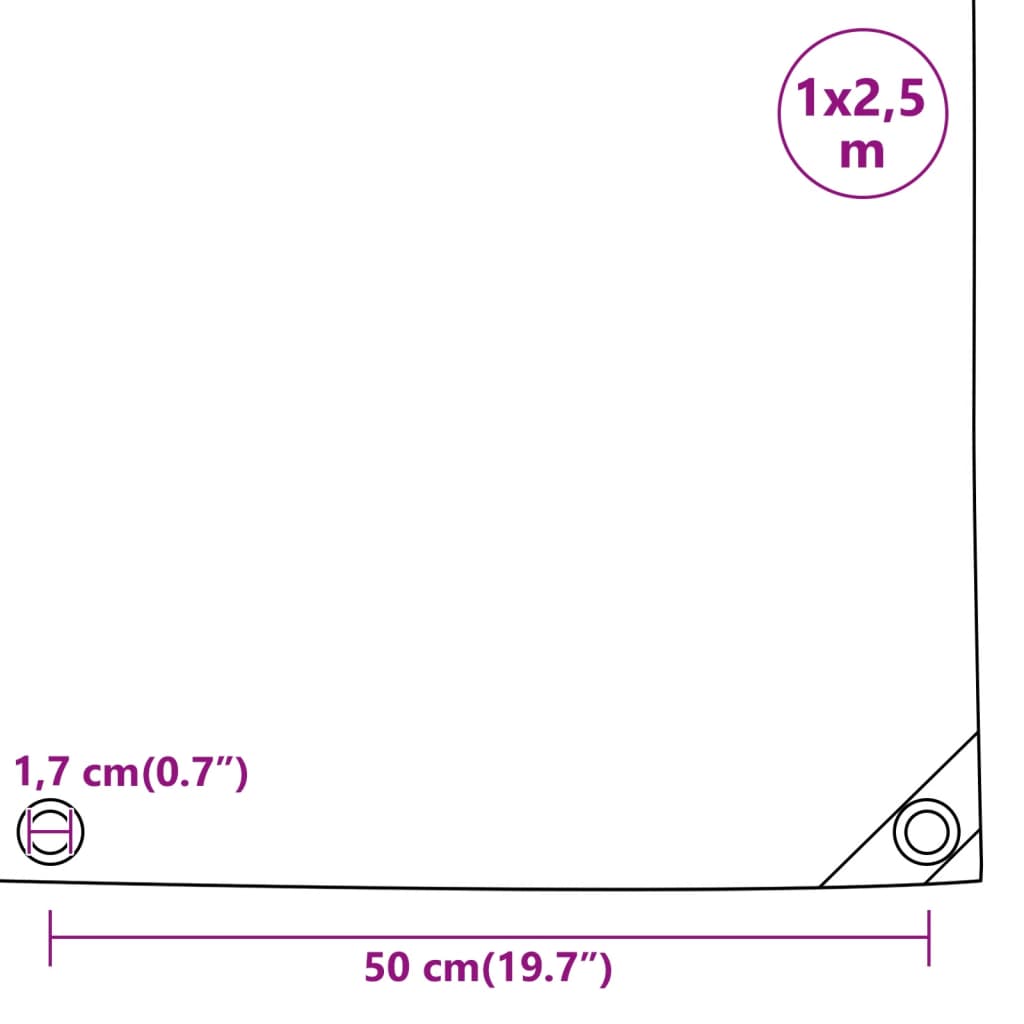 Dekzeil 650 g/m² 1x2,5 m grijs