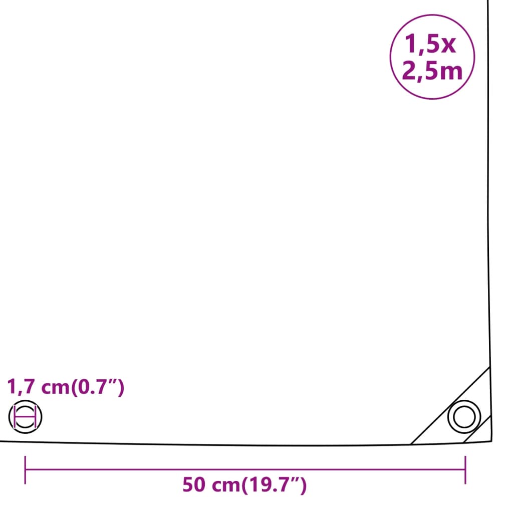 Dekzeil 650 g/m² 1,5x2,5 m groen