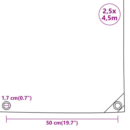 Dekzeil 650 g/m² 2,5x4,5 m groen