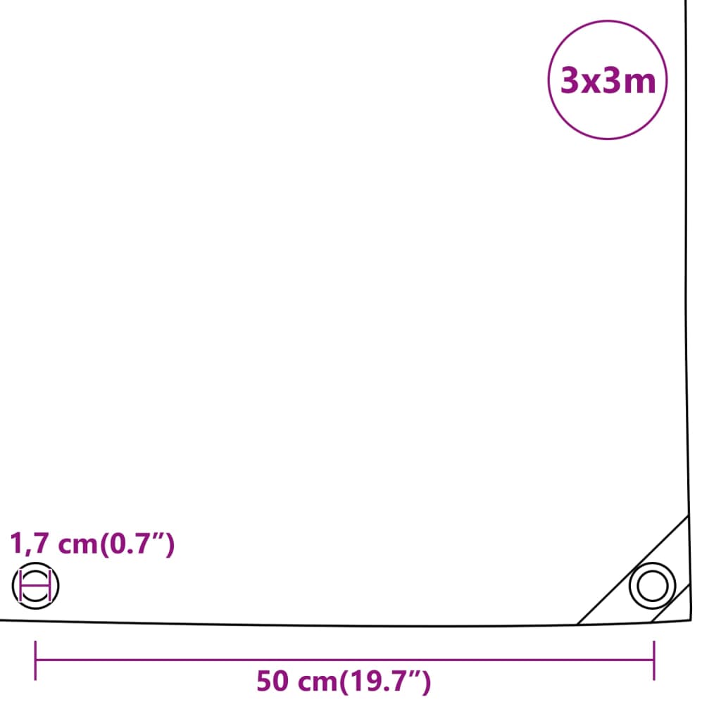 Dekzeil 650 g/m² 3x3 m antracietkleurig