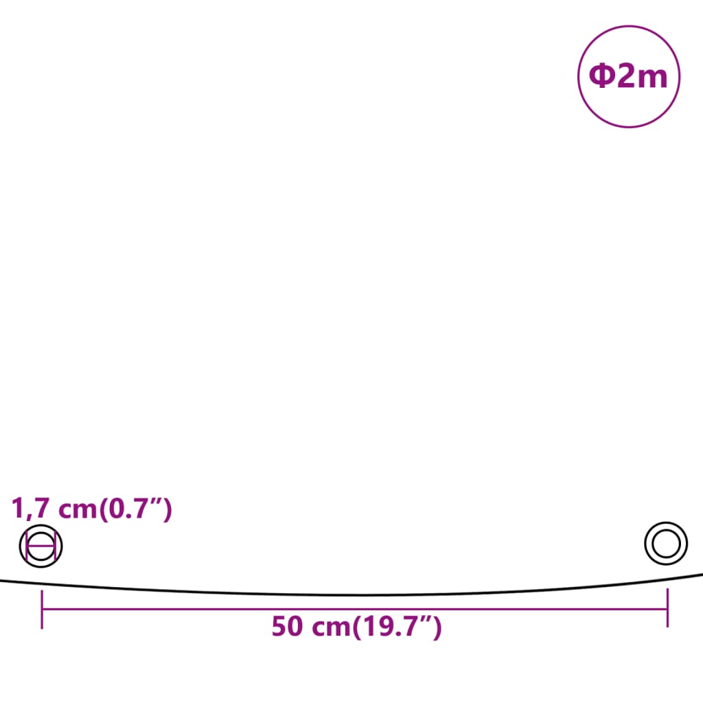 Dekzeil 650 g/m² Ø 2 m grijs