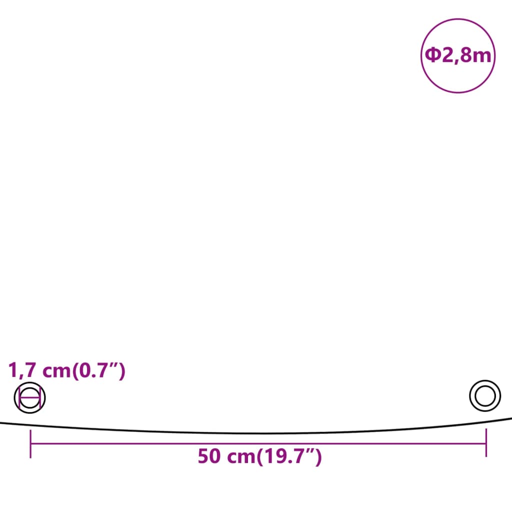 Dekzeil 650 g/m² Ø 2,8 m wit