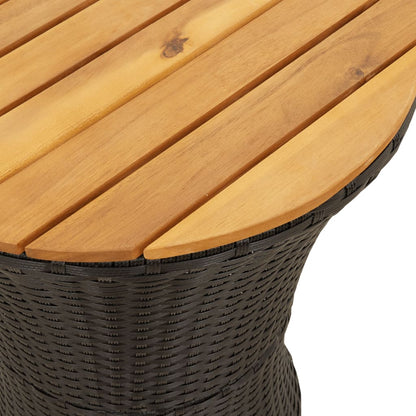 Tuinbijzettafel trommelvormig poly rattan en massief hout zwart