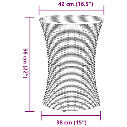 Tuinbijzettafel trommelvormig poly rattan en massief hout zwart