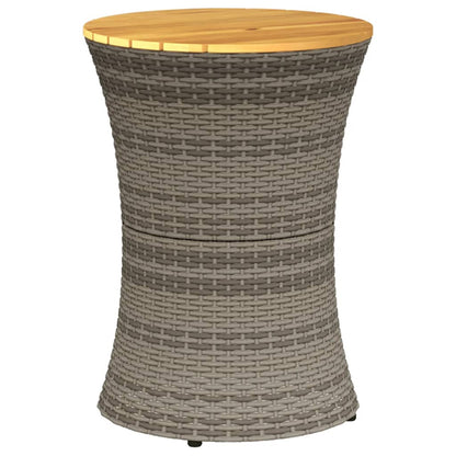 Tuinbijzettafel trommelvormig poly rattan en massief hout grijs