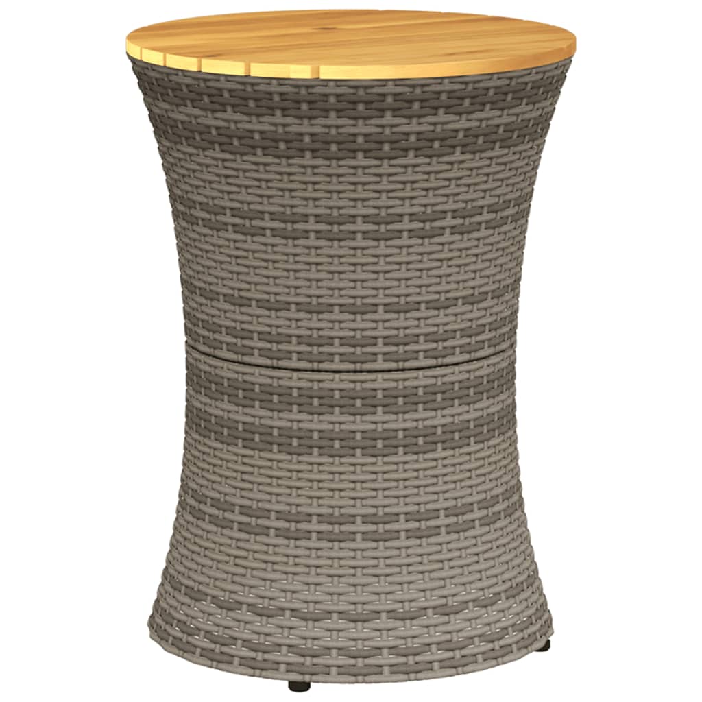 Tuinbijzettafel trommelvormig poly rattan en massief hout grijs