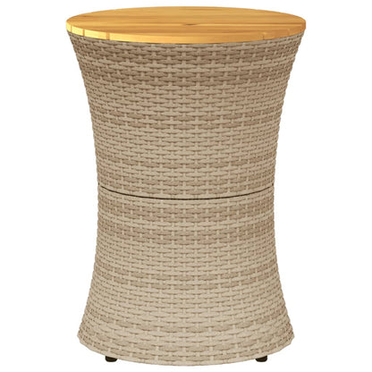 Tuinbijzettafel trommelvormig poly rattan en massief hout beige