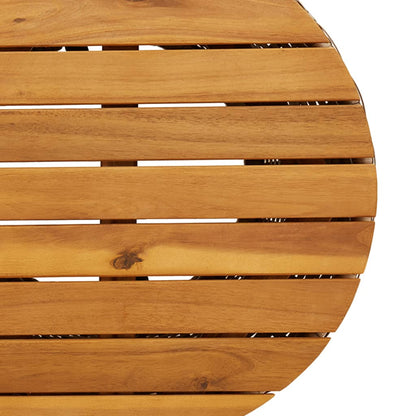 Tuinbijzettafel trommelvormig poly rattan en massief hout beige