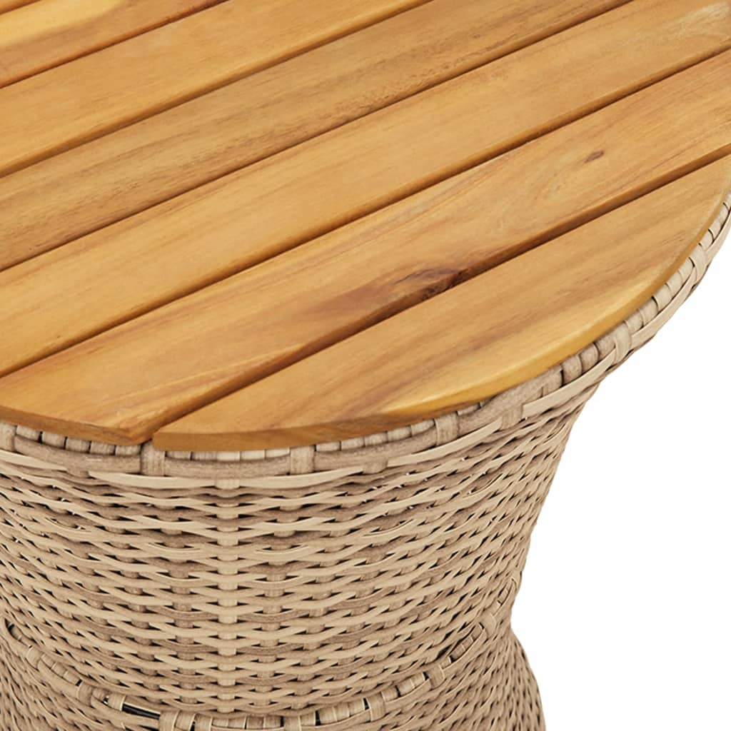 Tuinbijzettafel trommelvormig poly rattan en massief hout beige