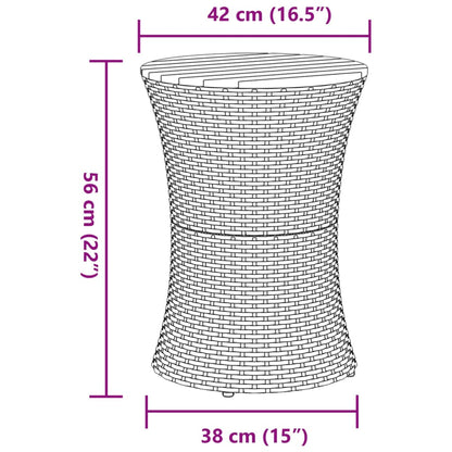 Tuinbijzettafel trommelvormig poly rattan en massief hout beige