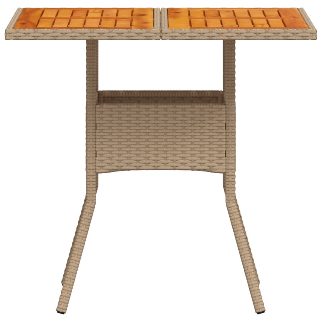 Tuintafel 80x80x75 cm poly rattan en acaciahout beige