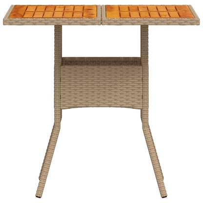 Tuintafel 80x80x75 cm poly rattan en acaciahout beige