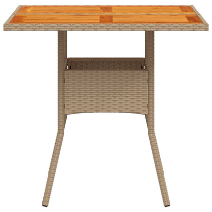 Tuintafel 80x80x75 cm poly rattan en acaciahout beige