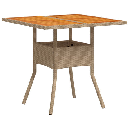 Tuintafel 80x80x75 cm poly rattan en acaciahout beige