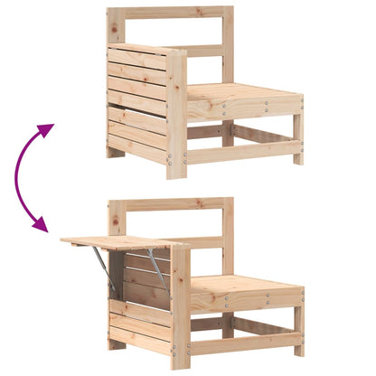 Tuinbank met armleuning en klaptafel massief grenenhout