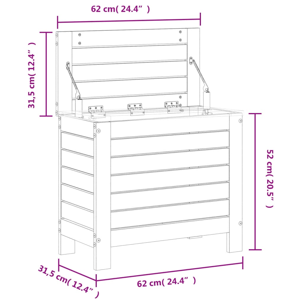 Tuinvoetenbank 62x31,5x52 cm massief grenenhout