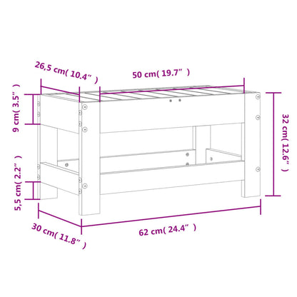 Tuinvoetenbank 62x30x32 cm massief grenenhout wit