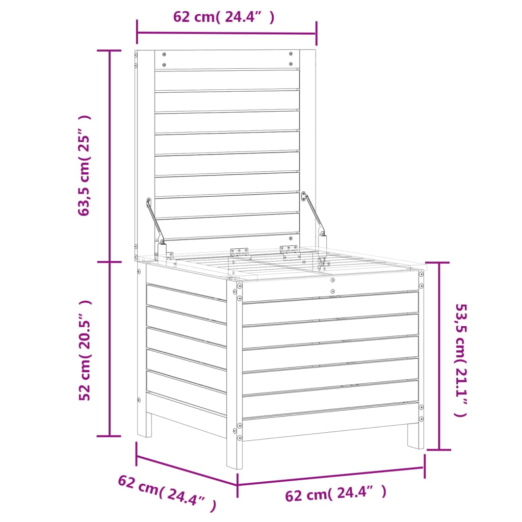 Tuinvoetenbank 62x63,5x53,5 cm massief grenenhout