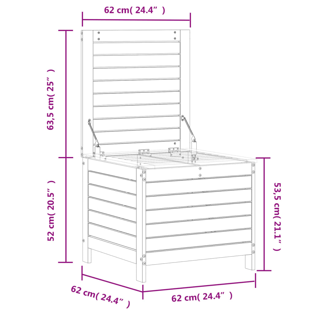 Tuinvoetenbank 62x63,5x53,5 cm massief grenenhout wasbruin