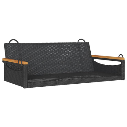 Schommelbank 109x62x40 cm poly rattan zwart