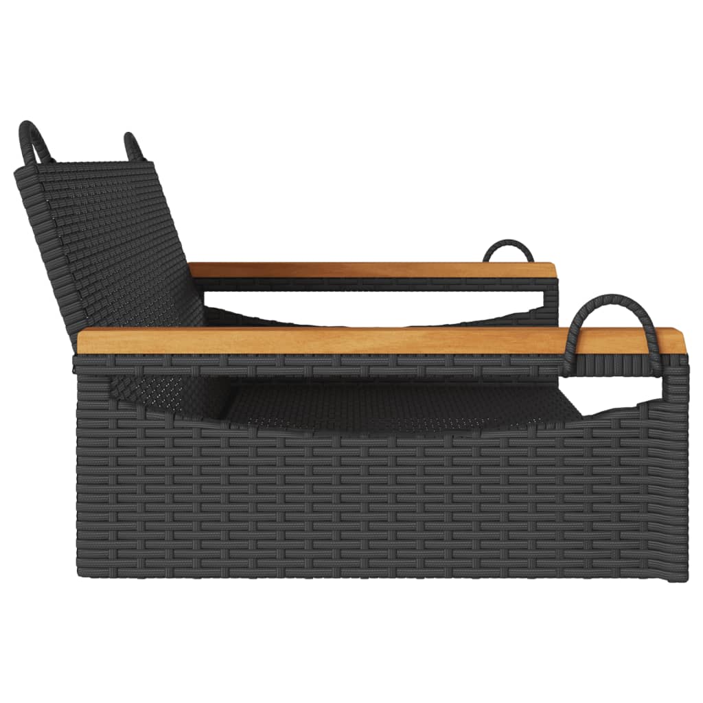 Schommelbank 109x62x40 cm poly rattan zwart