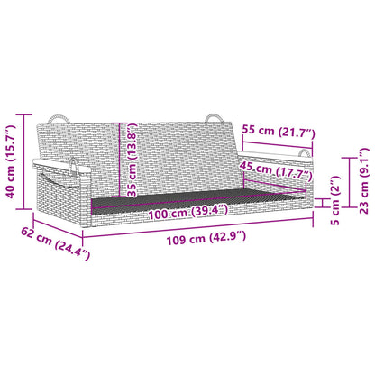 Schommelbank 109x62x40 cm poly rattan zwart