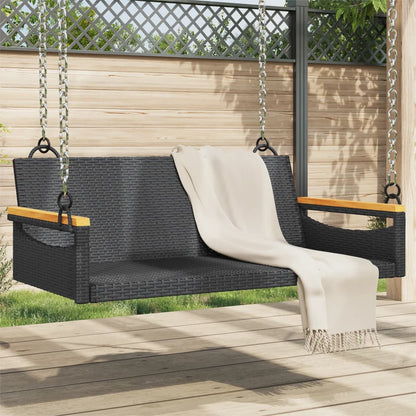 Schommelbank 109x62x40 cm poly rattan zwart