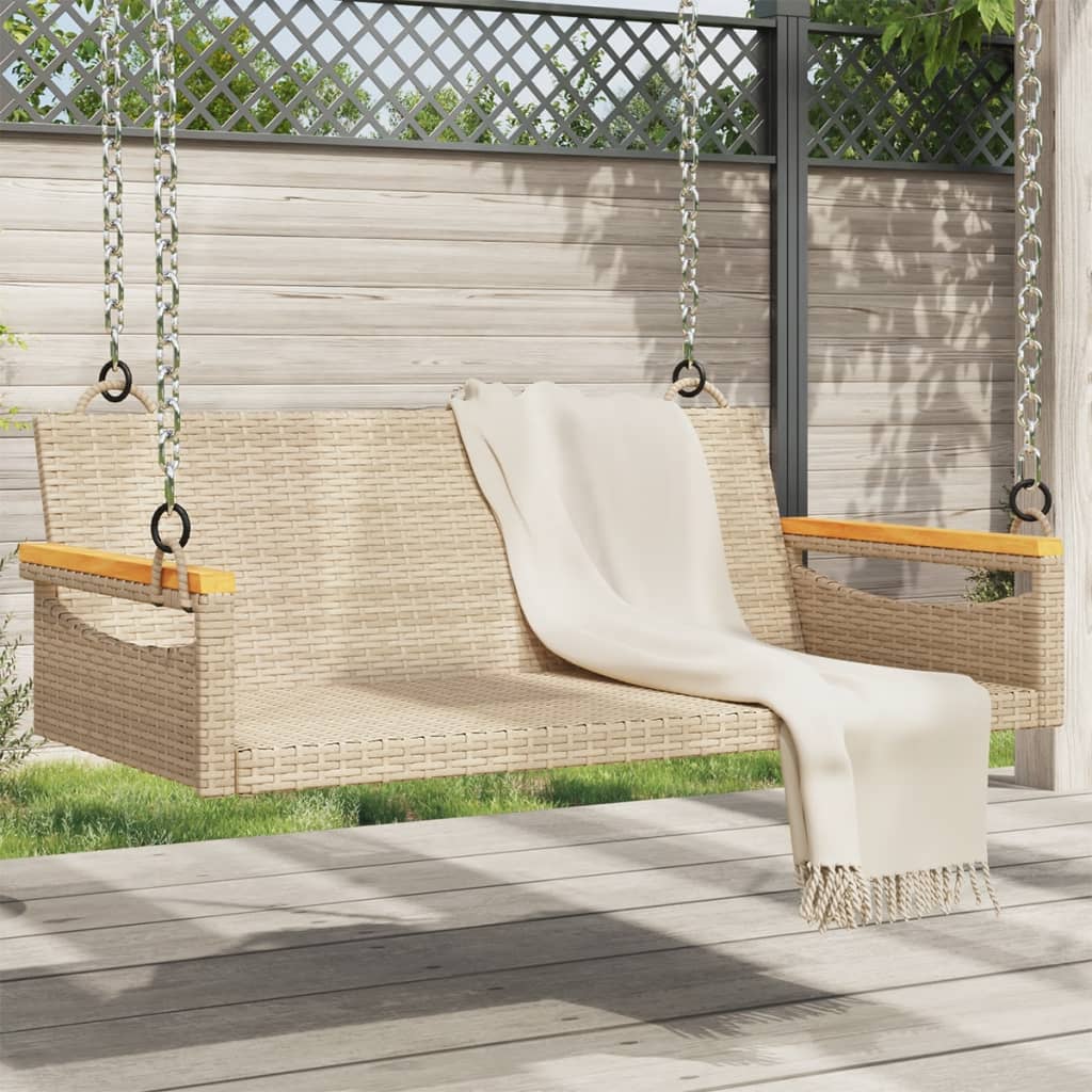 Schommelbank 109x62x40 cm poly rattan beige