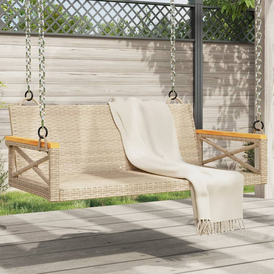 Schommelbank 109x62x40 cm poly rattan beige