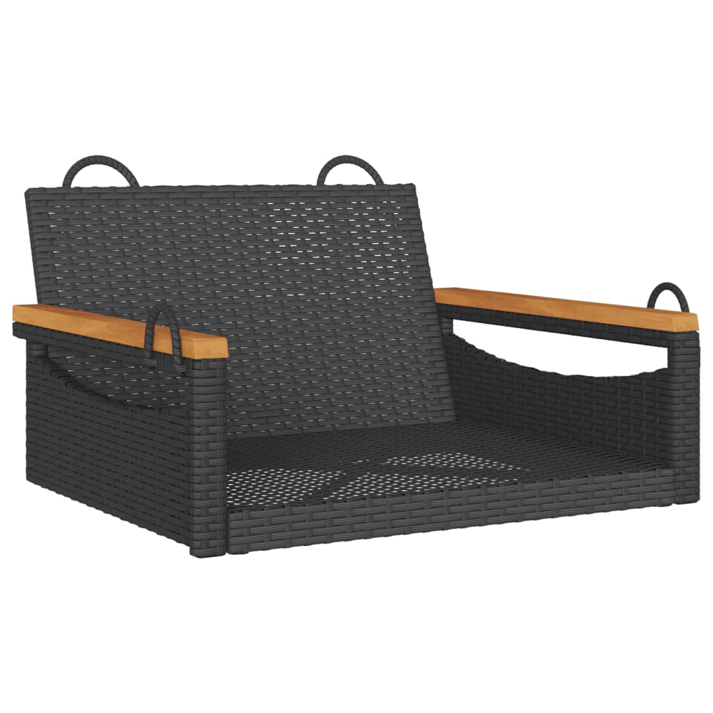 Schommelbank 63x62x40 cm poly rattan zwart