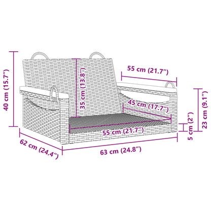 Schommelbank 63x62x40 cm poly rattan grijs