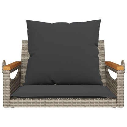 Schommelbank met kussens 63x62x40 cm poly rattan grijs