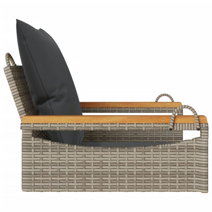 Schommelbank met kussens 63x62x40 cm poly rattan grijs