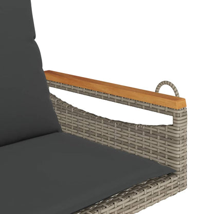 Schommelbank met kussens 63x62x40 cm poly rattan grijs