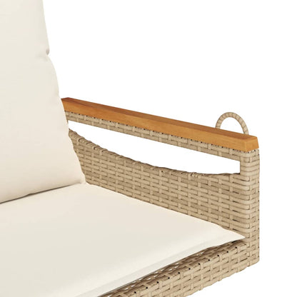 Schommelbank met kussens 63x62x40 cm poly rattan beige